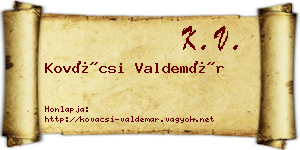 Kovácsi Valdemár névjegykártya