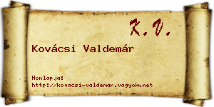 Kovácsi Valdemár névjegykártya